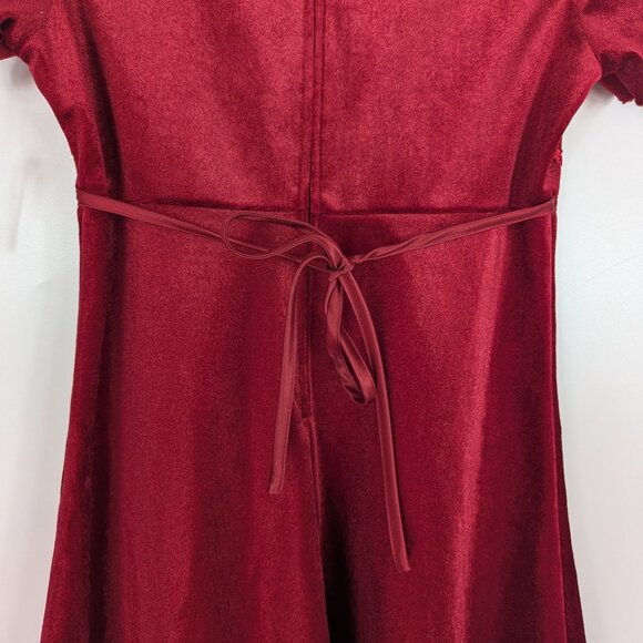VTG Bonnie Jean Red Velvet Rosette Holiday Christmas Dress Girls 14 - Picture 3 of 8